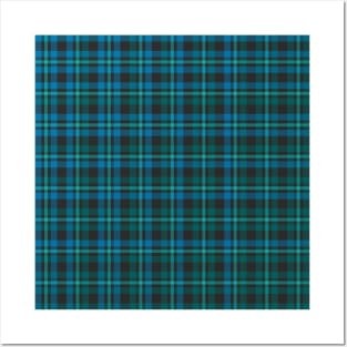 Tartan - Blue and Turquoise on a dark background Posters and Art